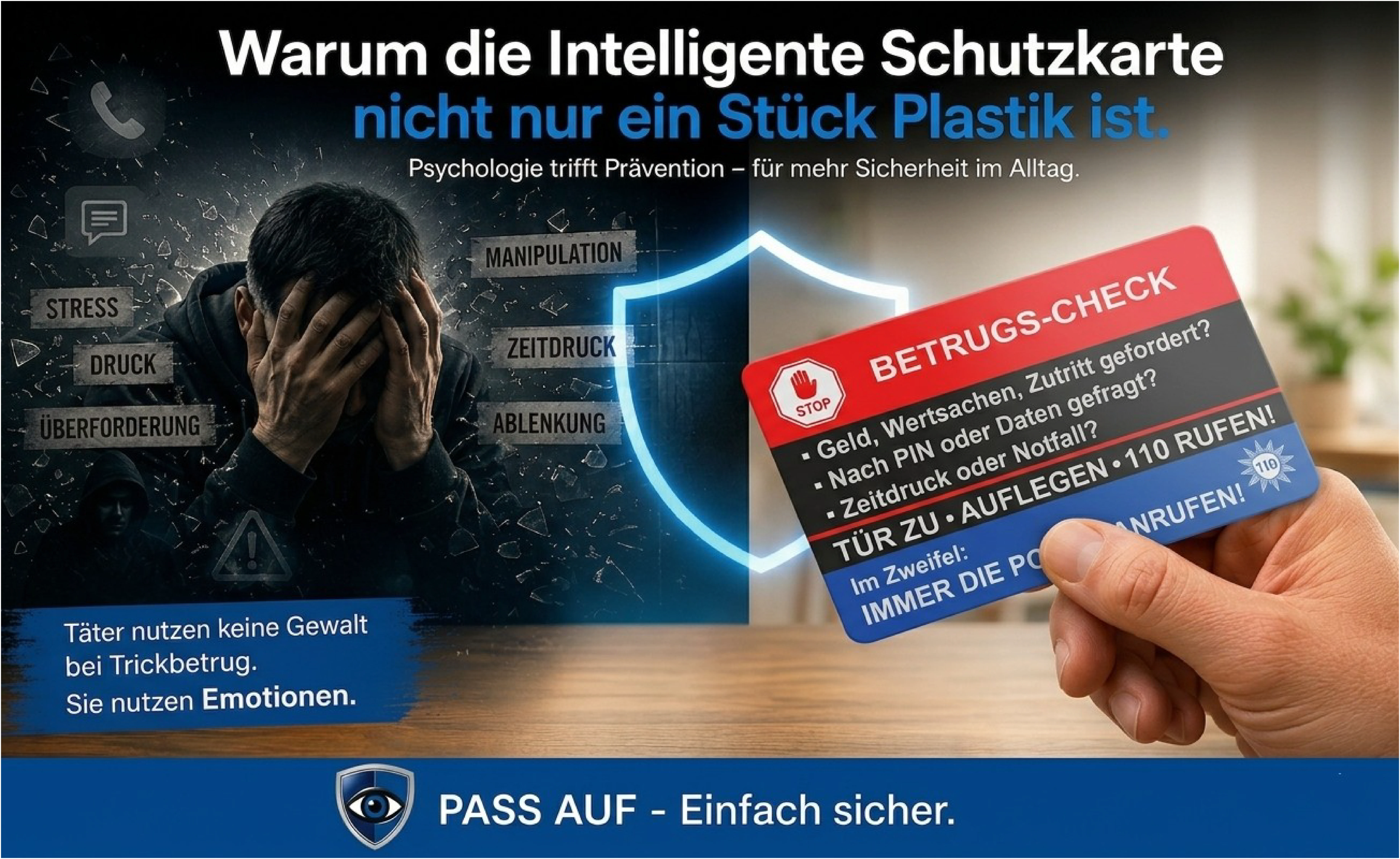 Die Intelligente Schutzkarte als sichtbarer Impulsgeber gegen psychologische Manipulation bei Trickbetrug